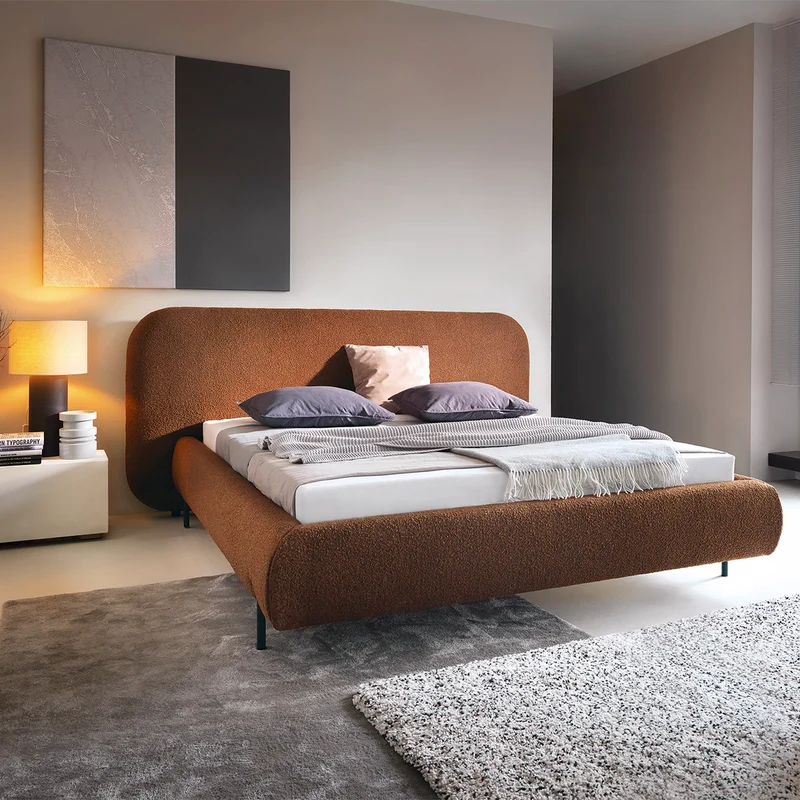 Lit coffre 180x200 sommier inclus Tobias Brique