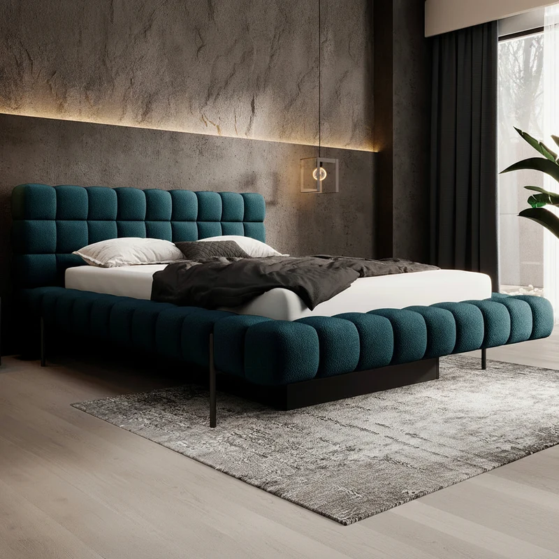 Lit coffre 160x200 sommier inclus Ezio Bleu