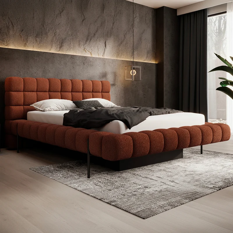 Lit coffre 160x200 sommier inclus Ezio Brique