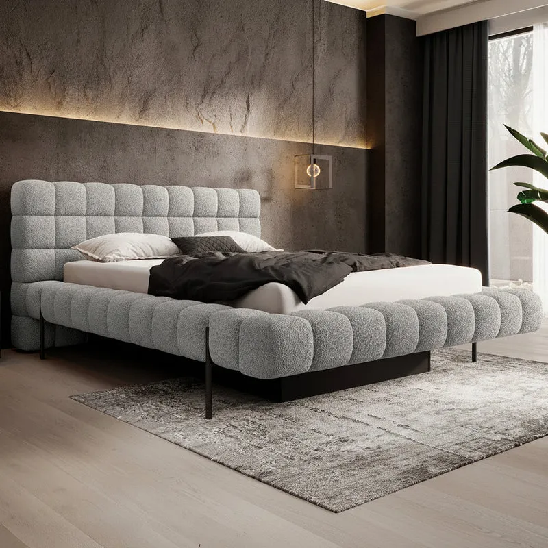 Lit coffre 160x200 sommier inclus Ezio Gris clair