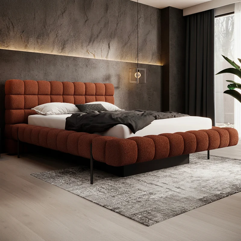 Lit coffre 180x200 sommier inclus Ezio Brique