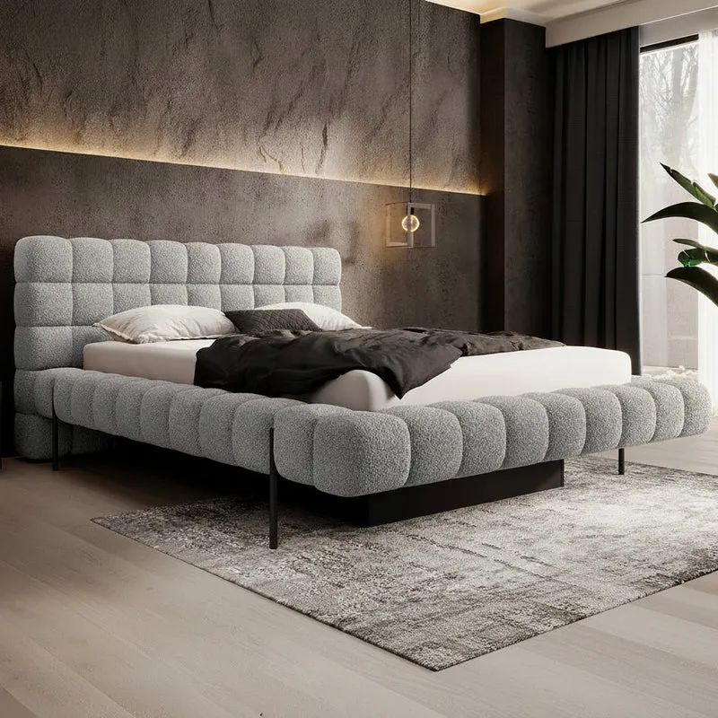 Lit coffre 180x200 sommier inclus Ezio Gris clair