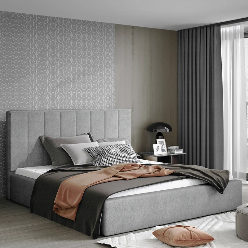 Lit coffre 180x200 sommier inclus Brook Gris