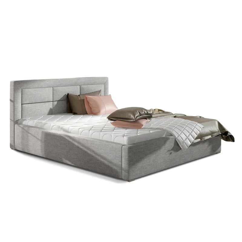 Lit coffre 180x200 sommier inclus Nael Gris