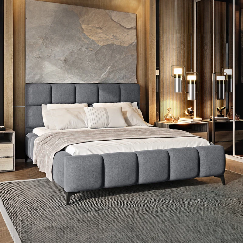 Lit coffre 160x200 sommier inclus Mira Gris