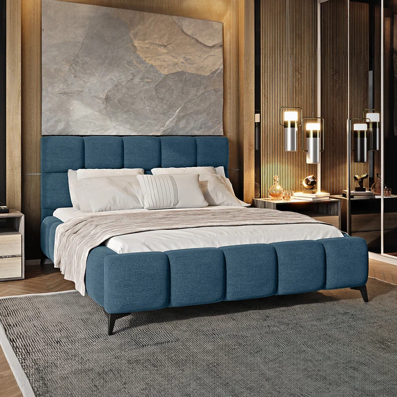 Lit coffre 160x200 sommier inclus Mira Bleu