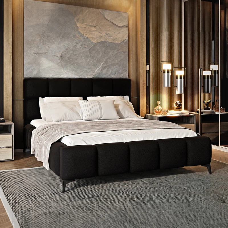Lit coffre 180x200 sommier inclus Mira Noir