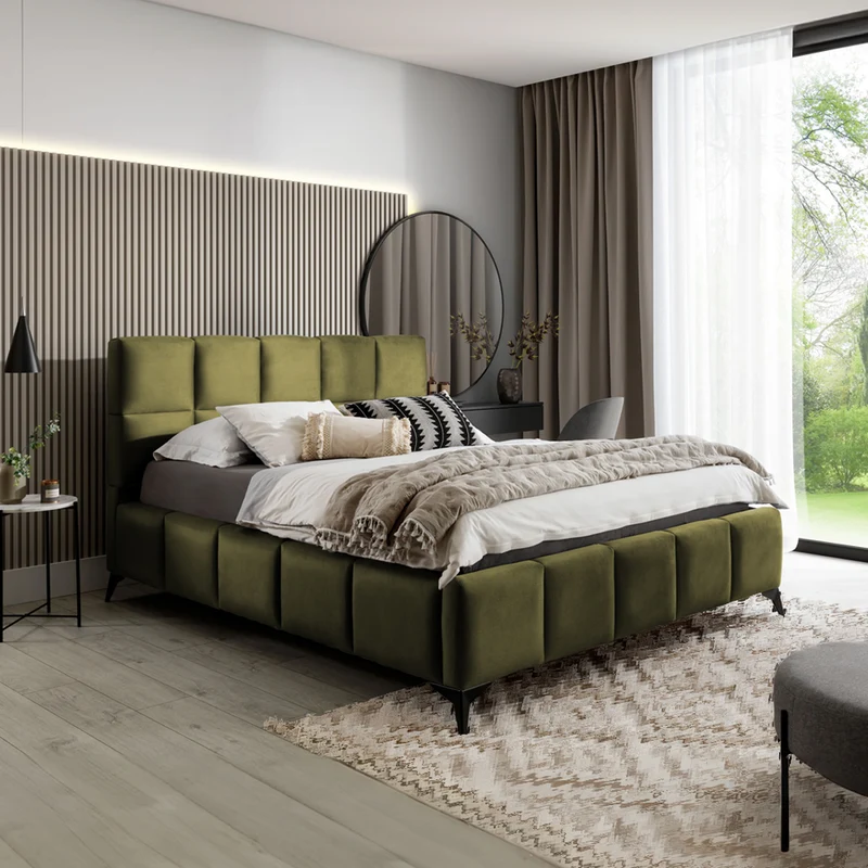 Lit coffre 180x200 sommier inclus Mira Vert