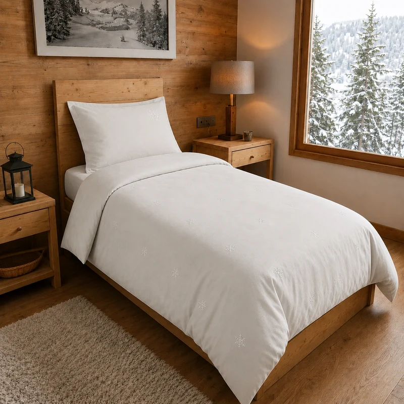 Housse de couette 140 x 200 cm neige neige | Flocons de nuit