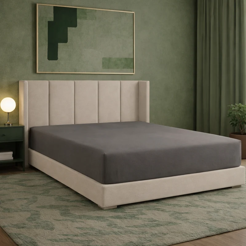Harmonie - Drap housse gris ardoise respirant, doux et hypoallergénique