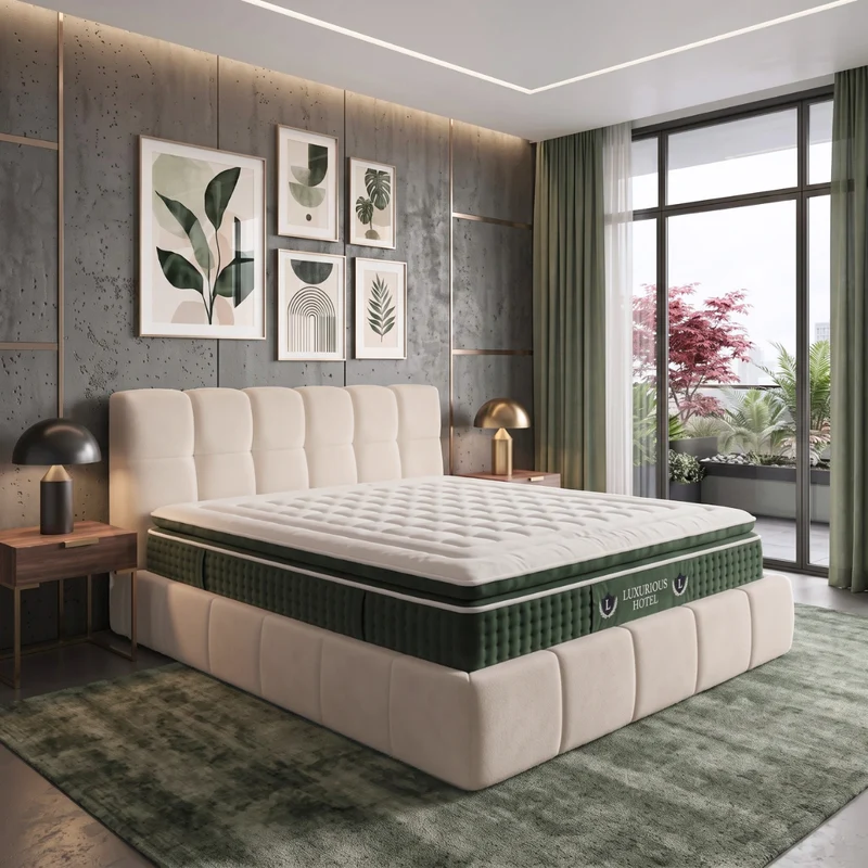Ensemble lit coffre moderne et matelas d'hôtel - Collection Aneto