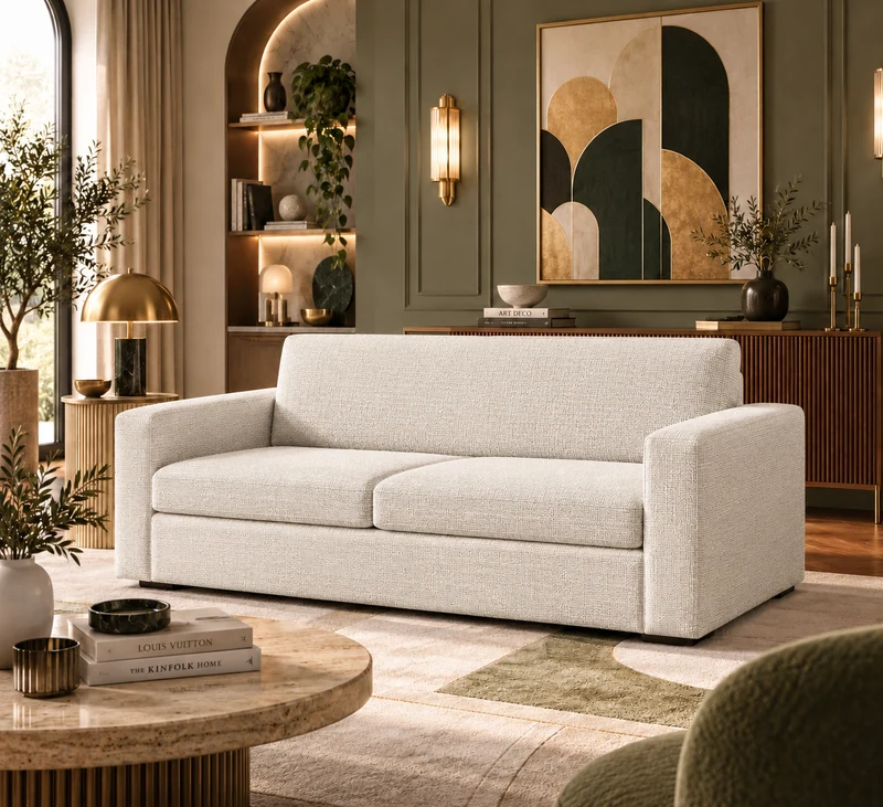 Canapé convertible avec matelas mémoire de forme beige - Collection canape lit
