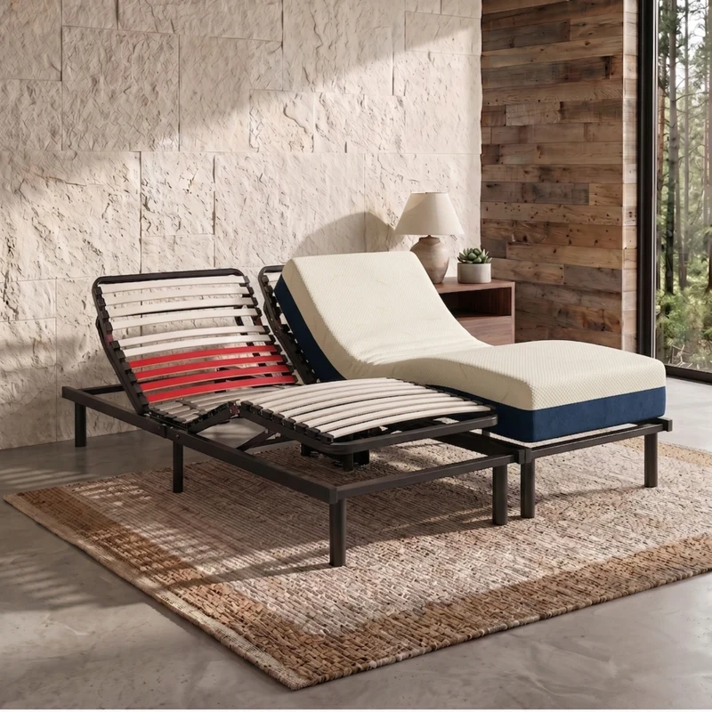 Lit électrique de relaxation avec lattes et matelas, fermeté réglable - Collection Relaxation
