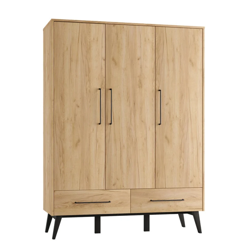 Armoire 3 portes 2 tiroirs Pinio Retro Bois