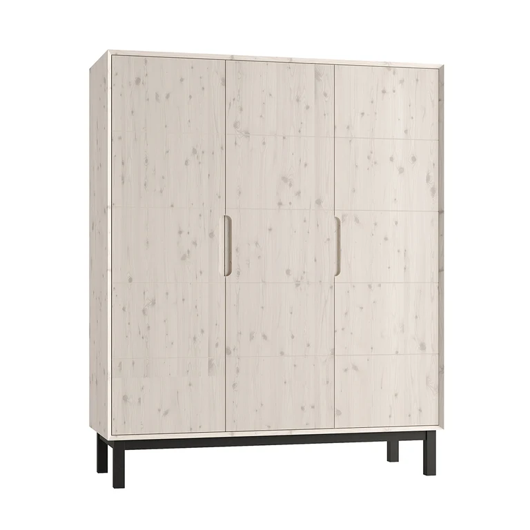 Armoire 3 portes Pinio Country Bois blanchi