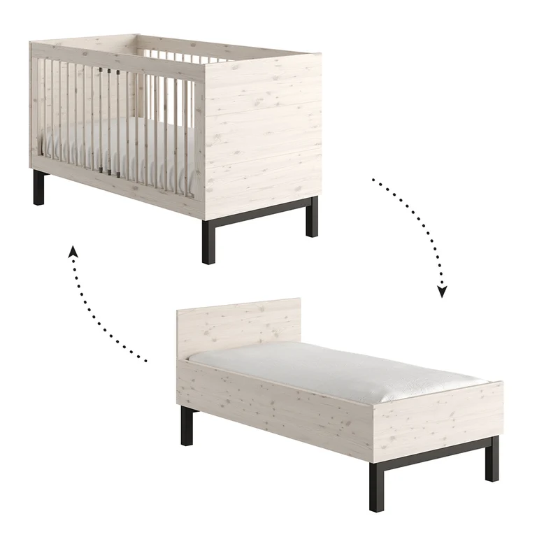 Lit évolutif 70x140 Pinio Country Bois blanchi