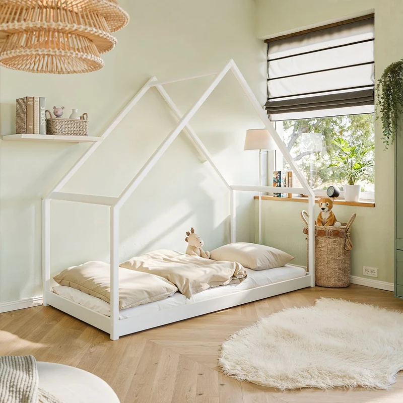 Lit cabane 90x200 sommier inclus Louisa Blanc