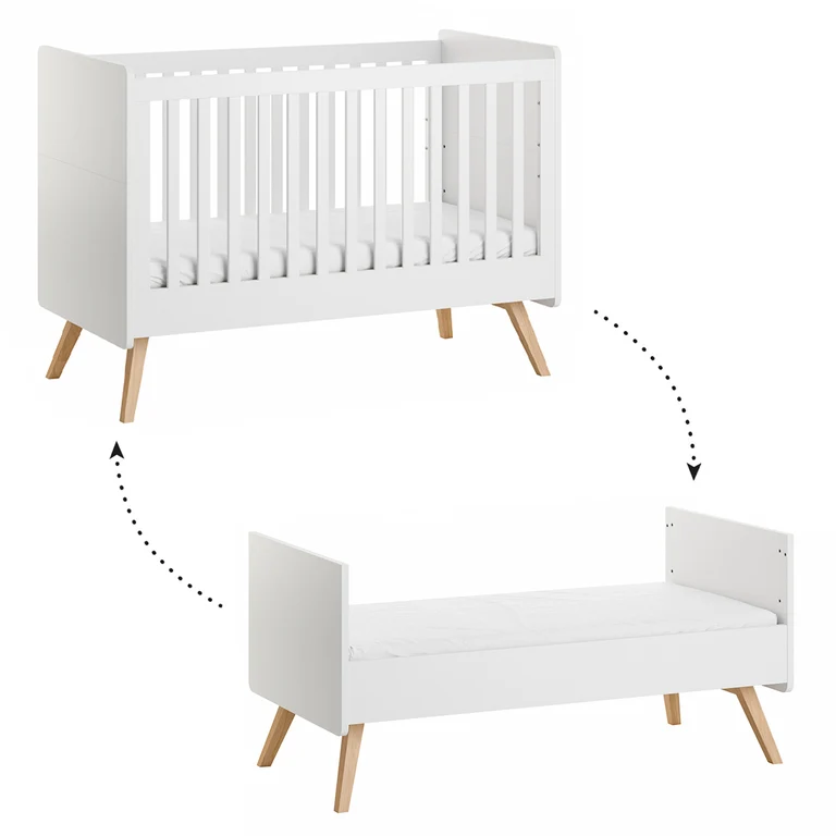 Lit évolutif 70x140 sommier inclus Vox Vintage Blanc et Bois