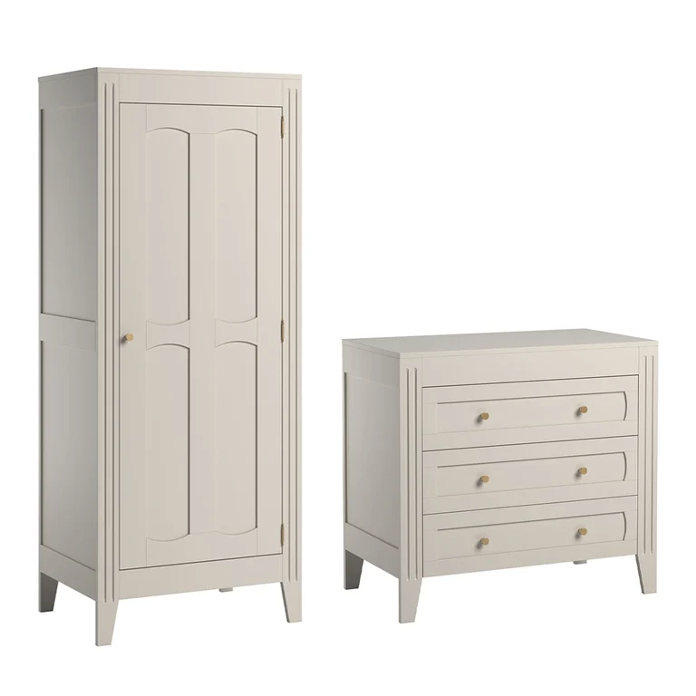 Commode 3 tiroirs et armoire 1 porte Vox Milenne Cachemire