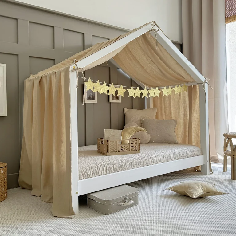 Ciel de lit en mousseline pour 90x190 Beige