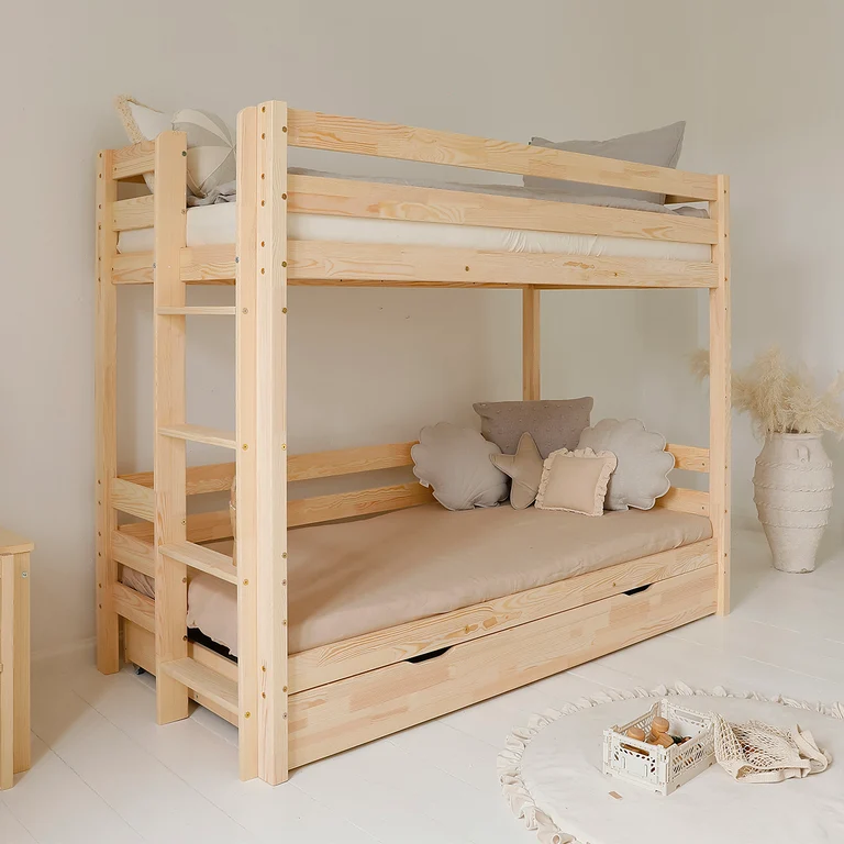 Lit superposé 90x200 sommiers et tiroir inclus Anaëlle Bois