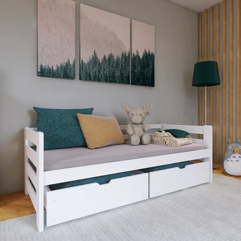 Lit 90x190 sommier et tiroirs inclus Erwan Blanc