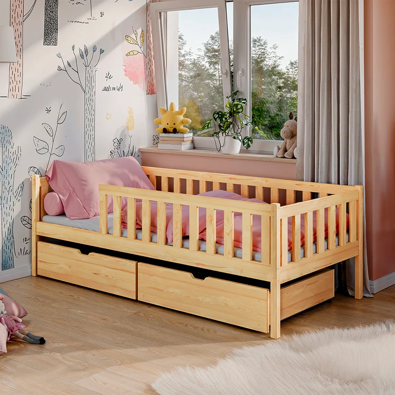 Lit 90x190 sommier et tiroirs inclus Antoine Bois