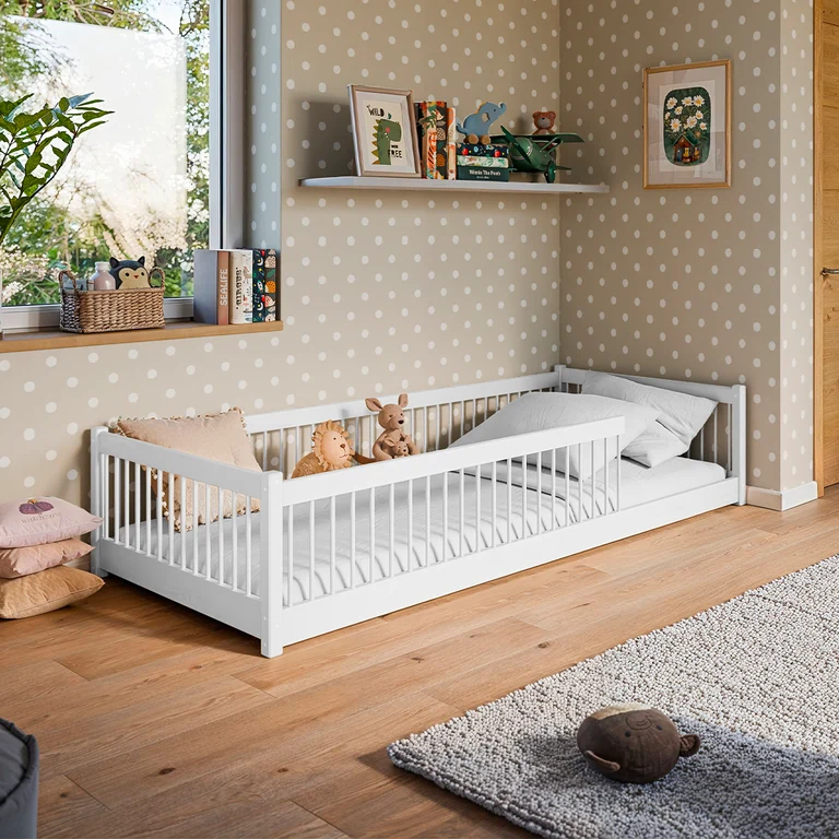 Lit au sol 90x200 sommier inclus Tamara Blanc
