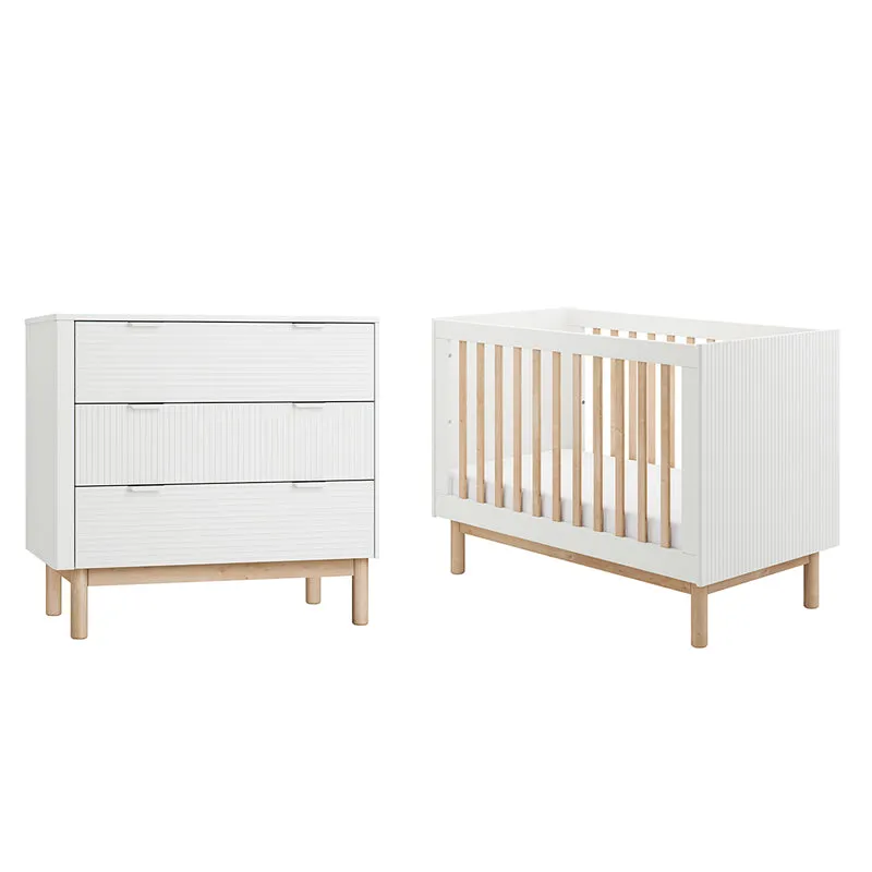 Lit évolutif 60x120 et commode 3 tiroirs Pinio Miloo Blanc