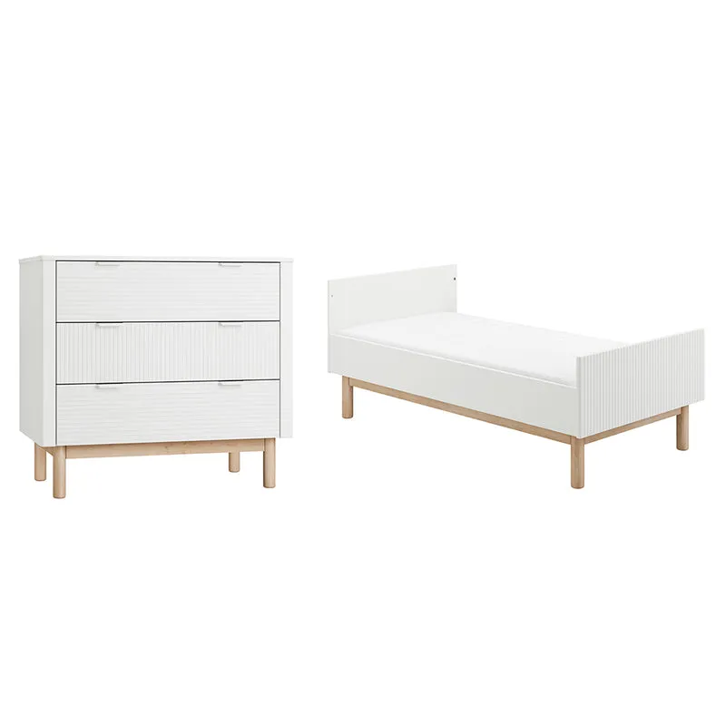 Lit évolutif 70x140 et commode 3 tiroirs Pinio Miloo Blanc