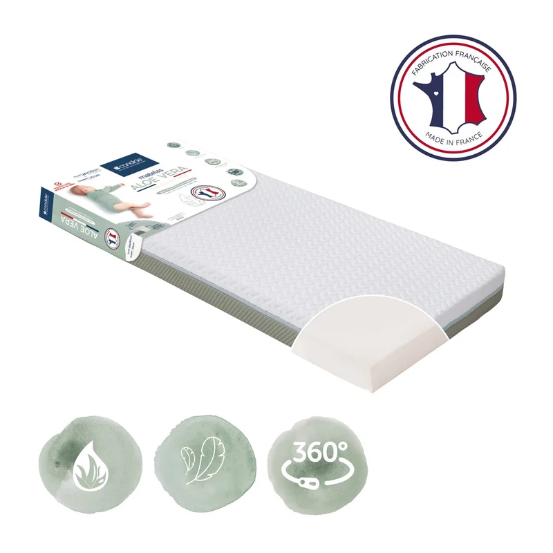 Matelas bébé Aloé Vera déhoussable 360°