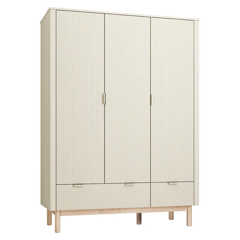 Armoire 3 portes 2 tiroirs Pinio Miloo Champagne