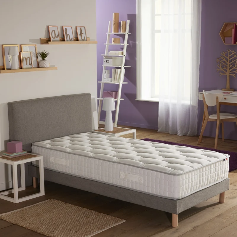 Matelas Ressort 24 cm 7 zones Face Hiver/Eté 90X200 Fabriqué en France
