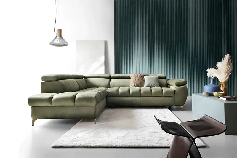 Canapé d'angle Convertible avec Coffre de Rangement LUGANA - 272 x 200 cm