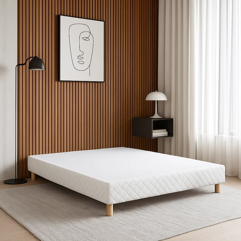 Sommier tapissier, contour tissu, structure bois - Collection Confort