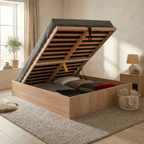 Lit coffre Weber BILBAO 160x200 chêne blanchi