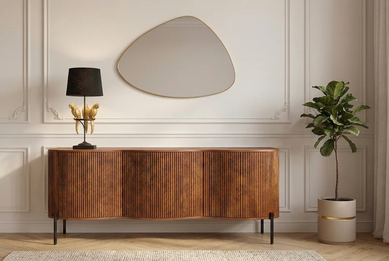 Buffet massif GRANDEUR 180cm manguier marron métal noir
