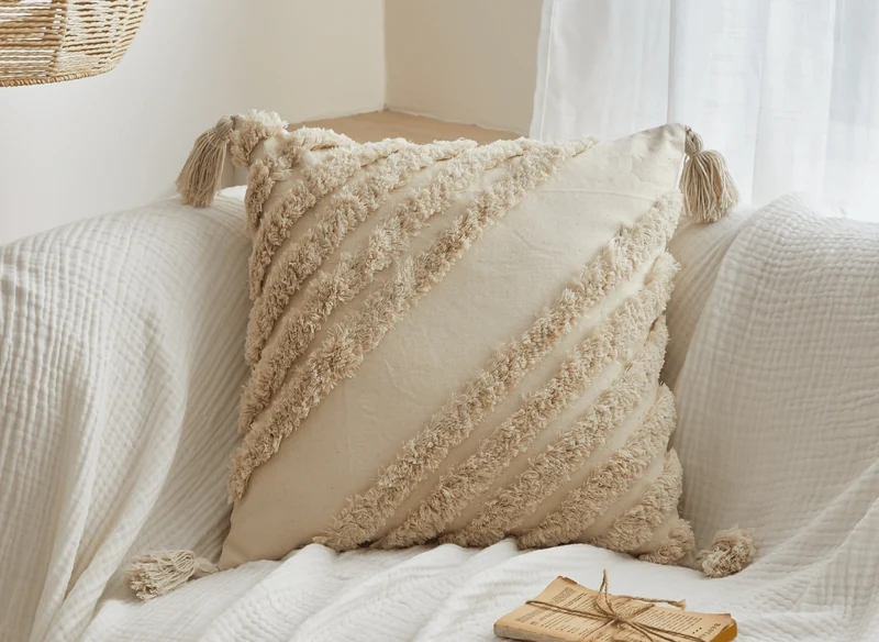 Coussin beige à tissu texturé 45x45 cm NEVADA