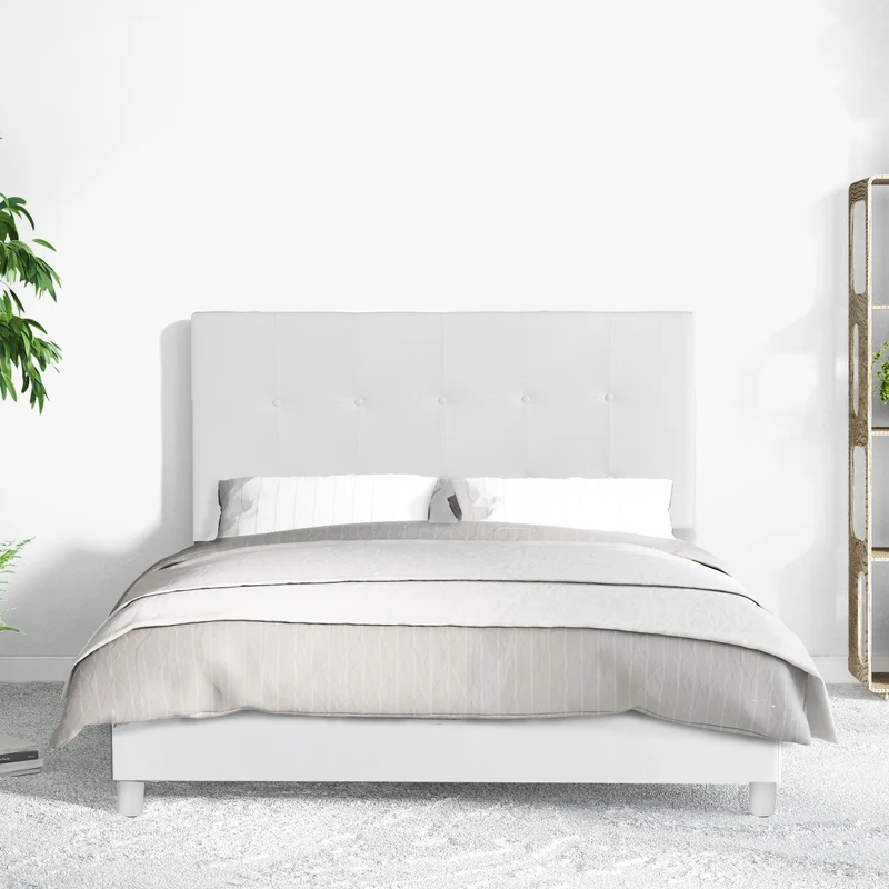 Lit capitonné contemporain en simili cuir avec sommier - Collection Triomphe