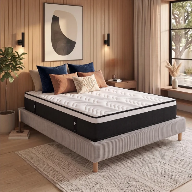 Matelas mémoire de forme et ressorts ensachés 3 zones - Collection Black Diamond