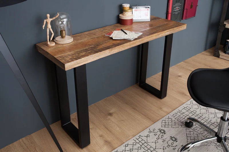 Console design IRON CRAFT 115cm en bois de manguier et fer