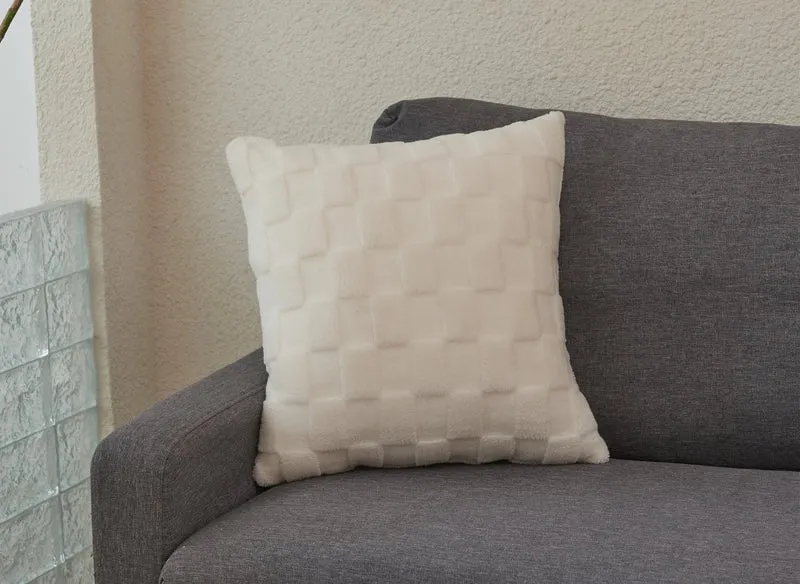 Coussin écru à motifs carrés 45x45 cm PARME