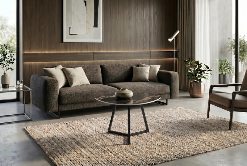 Design table basse MARVELOUS 70cm noir or sable AURORA ORO céramique métal