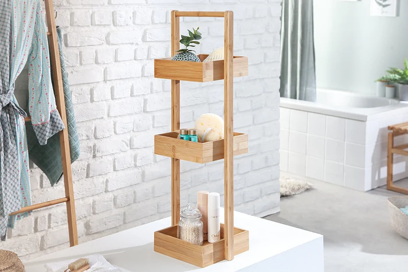 Etagère design LAGOON SPA 75cm bois de bambou étagère salle de bain trois compartiments