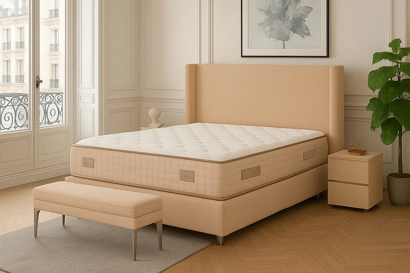 LIT COFFRE COCO BOX VELOURS BEIGE 160X200CM
