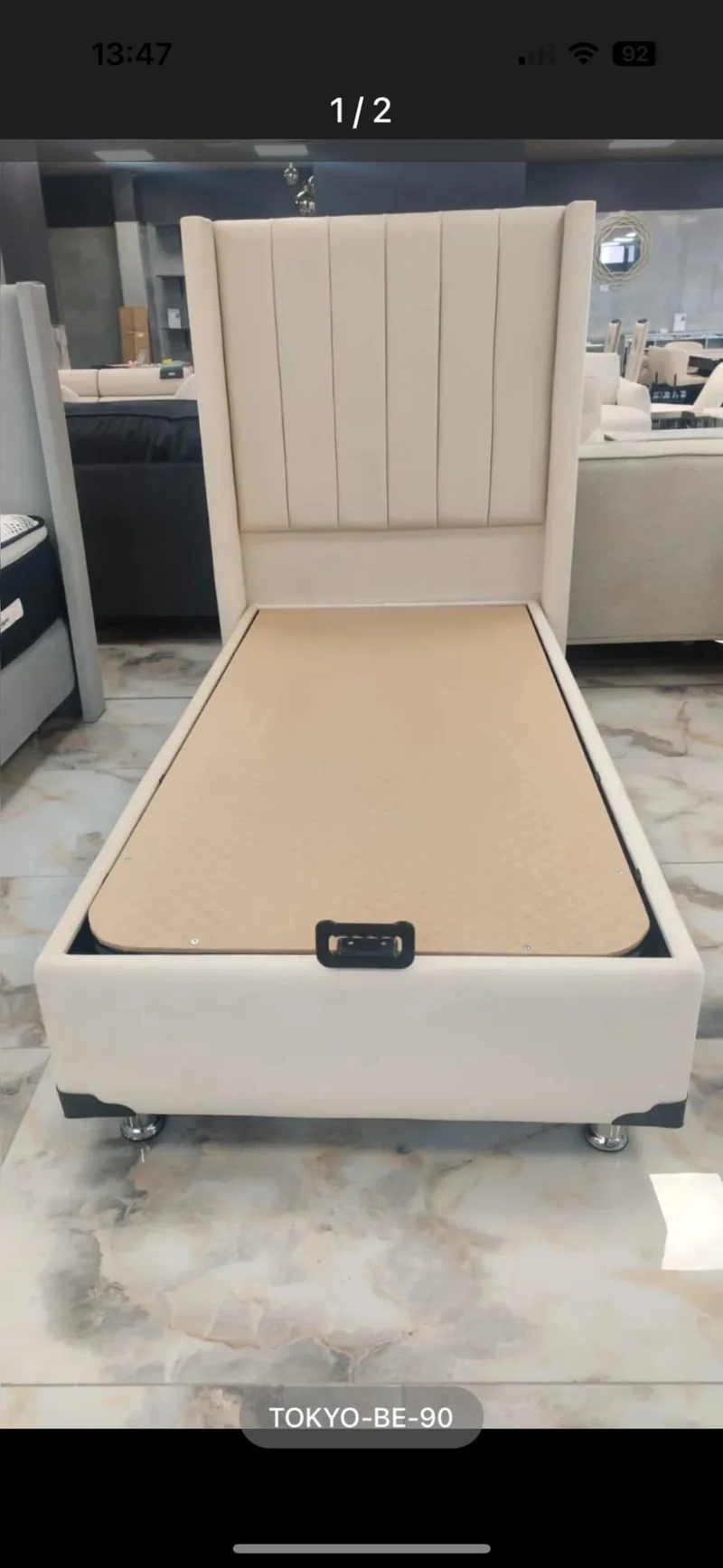 LIT COFFRE TOKYO BOX VELOURS BEIGE 90X190CM