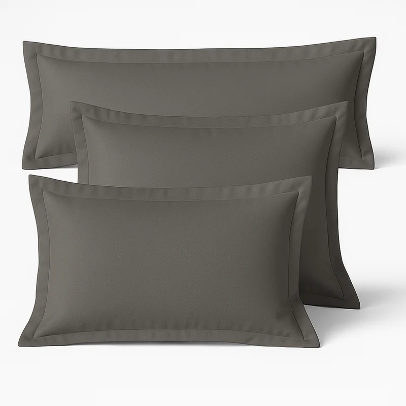 Taie d’oreiller gris ardoise, douce, respirante, lavable, durable - Collection Unie