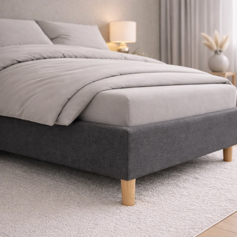 Housse structure lit fixe tissu gris foncé