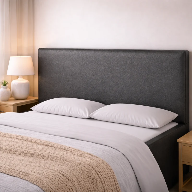 Housse de tête de lit simili cuir gris