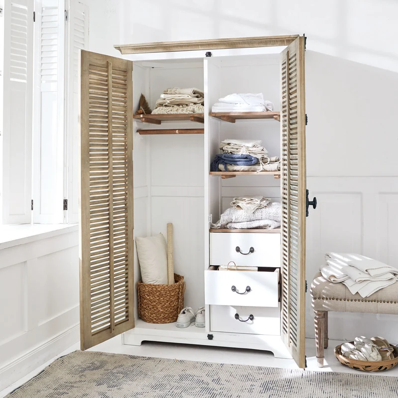 Armoire LOBERON Comtois bois marron blanc